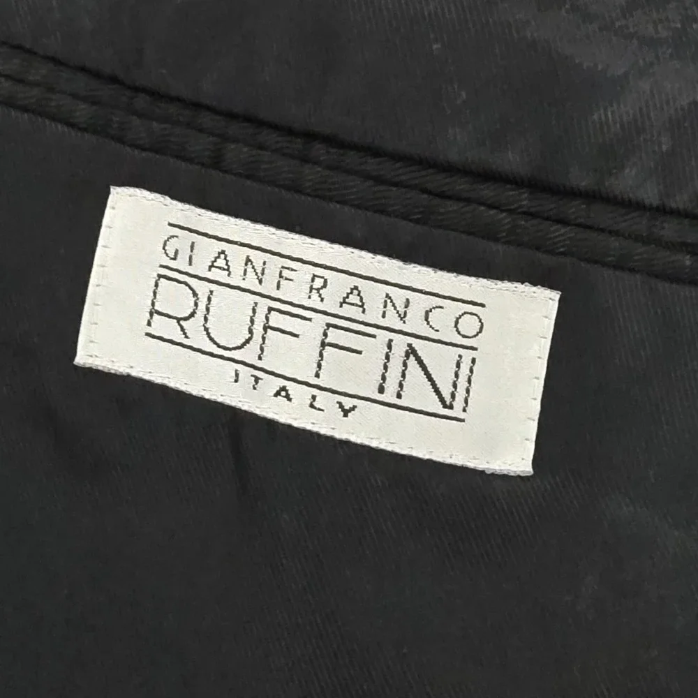 Gianfranco Ruffini Blazer Mens 42R Black 3 Button Notch Lapel‎ Suede Look Lined